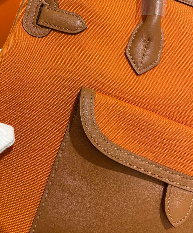 Hermes Birkin 35 Canvas & Swift Leather Cargo Orange